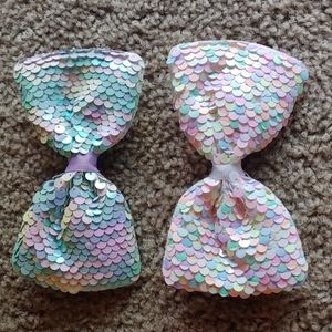 2-pack pastel mermaid sequin hair bows
